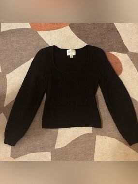 Industry Black Scoop Neck Ribbed Sweater